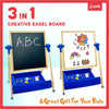 Wudly 3-in-1 Creative Easel Board with Chalkboard, Whiteboard, Storage Tray, Educational Kids Art Station