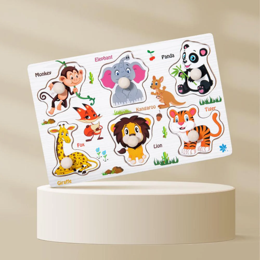 Wudly - Jungle Animals 3 Knob Puzzle