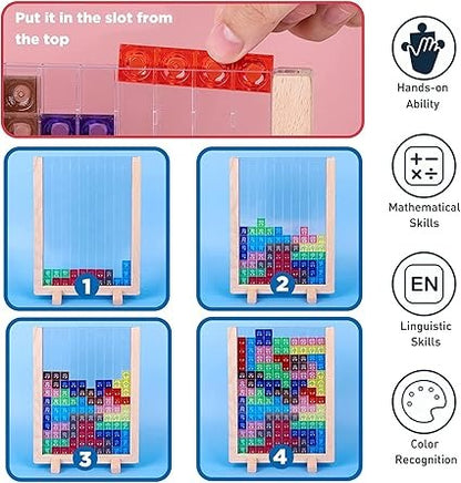 Wudly - Wooden 3D Creative Russian Desktop Game, Transparent Brain Toy, Montessori Puzzle Toy, IQ Puzzle, Tetris Puzzle Educational Toy for 3+ years Children, Multi Colors, Child Safe Certified