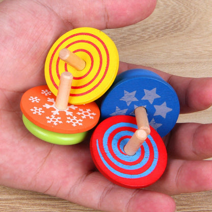 Wudly Wooden Spinning Top Toy with Intricate Patterns – Durable, Colorful, and Mesmerizing for Kids and Adults - 4 Pieces