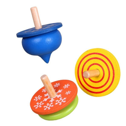 Wudly Wooden Spinning Top Toy with Intricate Patterns – Durable, Colorful, and Mesmerizing for Kids and Adults - 4 Pieces