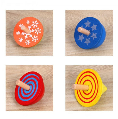 Wudly Wooden Spinning Top Toy with Intricate Patterns – Durable, Colorful, and Mesmerizing for Kids and Adults - 4 Pieces