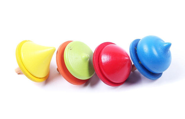 Wudly Wooden Spinning Top Toy with Intricate Patterns – Durable, Colorful, and Mesmerizing for Kids and Adults - 4 Pieces