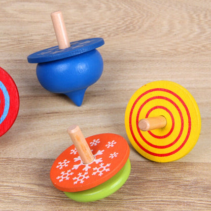 Wudly Wooden Spinning Top Toy with Intricate Patterns – Durable, Colorful, and Mesmerizing for Kids and Adults - 4 Pieces