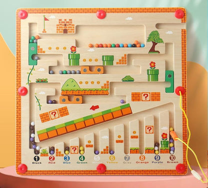 Wudly Wooden Magnetic Maze Board, Super Mario Theme, Educational Marble Labyrinth Puzzle Game