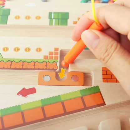 Wudly Wooden Magnetic Maze Board, Super Mario Theme, Educational Marble Labyrinth Puzzle Game