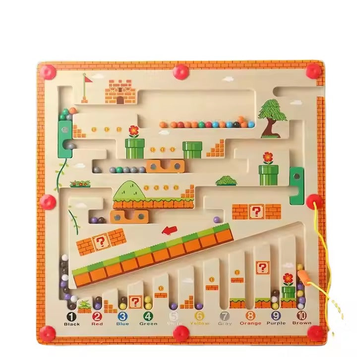 Wudly Wooden Magnetic Maze Board, Super Mario Theme, Educational Marble Labyrinth Puzzle Game