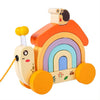 Wudly - Wooden Snail tractor, Pull along toy, Rainbow stacker, Color Blocks, Round Pull toy, toddler activity for 1+ Years kids, Child Safe Certified, Multi Colors