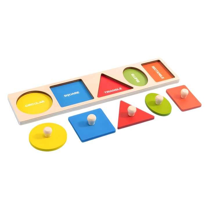 Wudly -  Wooden  Knob Puzzle Board, Preschool Learning Puzzle, Geometric Shapes Puzzle Board For Toddlers Ages 2+ Year (Set of 4 ), with Multi color & Child Safe Certified