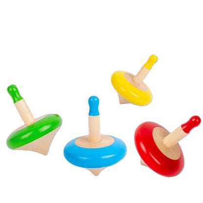 Wudly Colorful Wooden Spinning Tops Set (Set of 4 colors) (3 Years+)