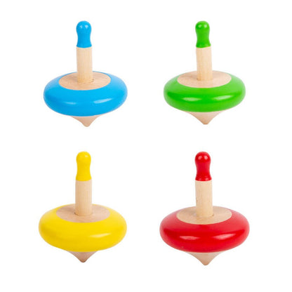 Wudly Colorful Wooden Spinning Tops Set (Set of 4 colors) (3 Years+)