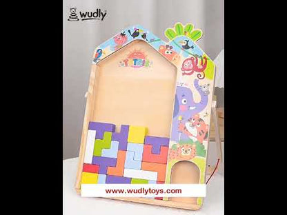 Wudly - 3 in 1 Tetris - Parent Child Edition Multifunctional Building Blocks, Tabletop Activities 3D Piecing Bricks Brain Teaser Smart Inspiration Game, Early Educational Toy for Kids 3+ Years, Set of 42 Blocks, Child Safe Certified, Multi colors