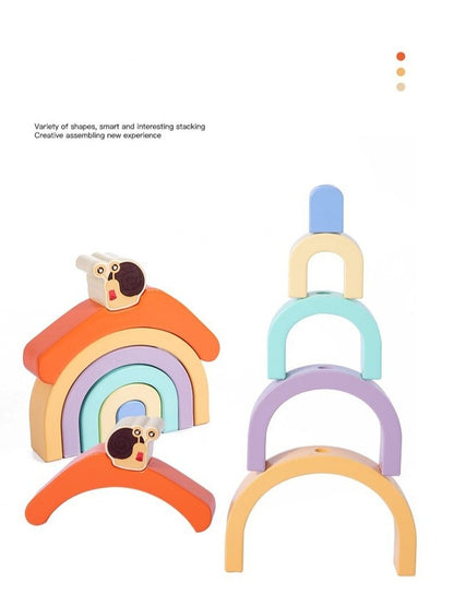 Wudly - Wooden Snail tractor, Pull along toy, Rainbow stacker, Color Blocks, Round Pull toy, toddler activity for 1+ Years kids, Child Safe Certified, Multi Colors